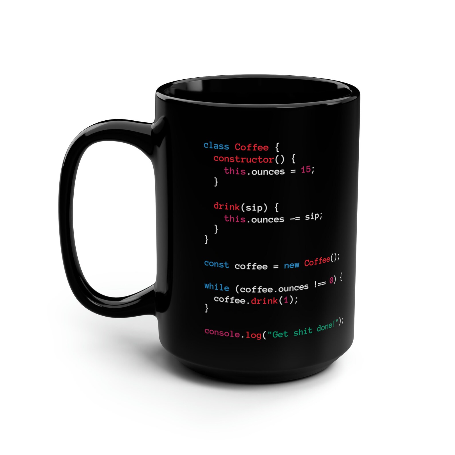 Javascript Black Coffee Mug, Web Developer Mug, Software Developer Gift ...