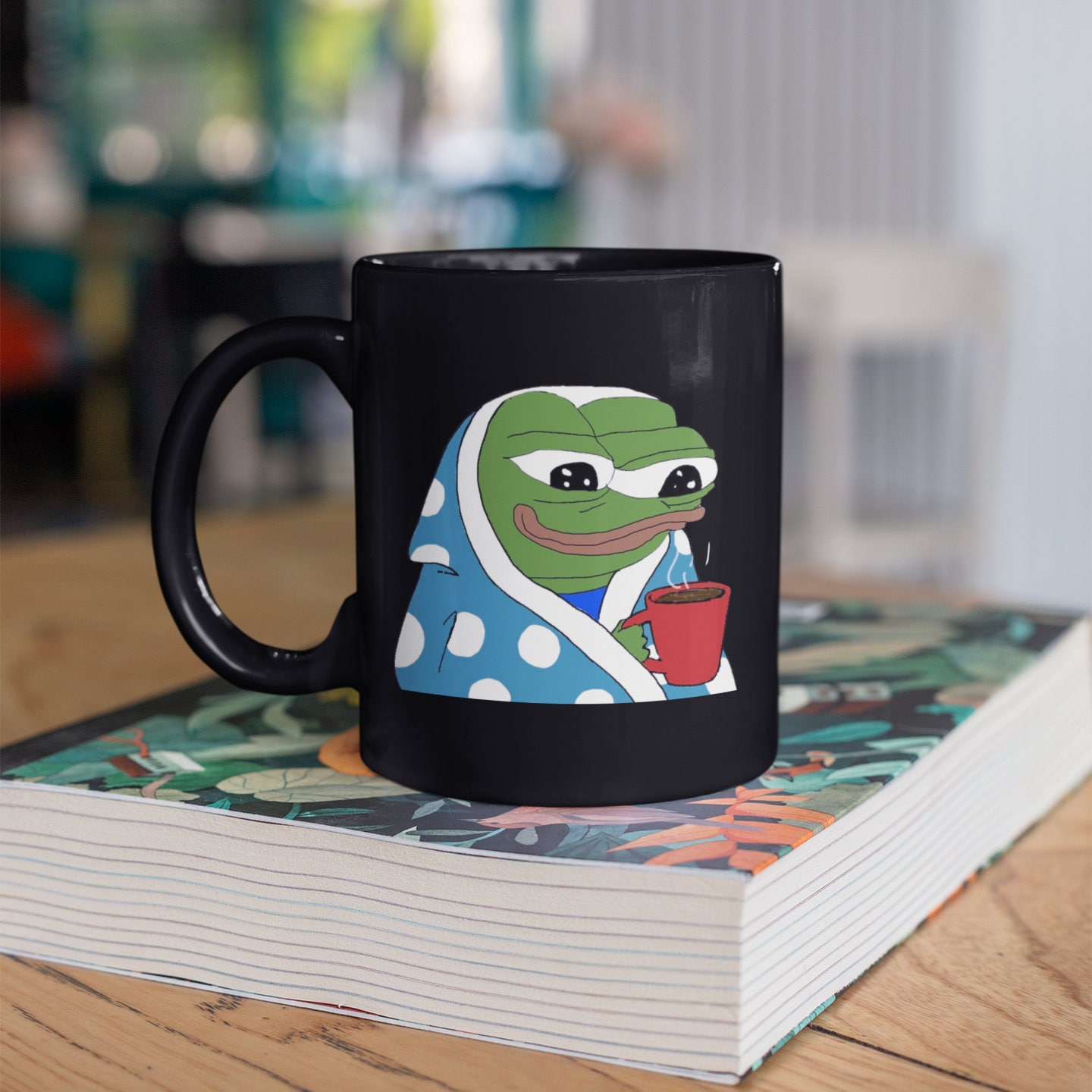 Pepe Frog Peepo Cozy Black Coffee Mug Pepe the Frog Mug Peepo Mug