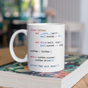 Python Coffee Class White Mug, Python Developer Gift, Programming Mug