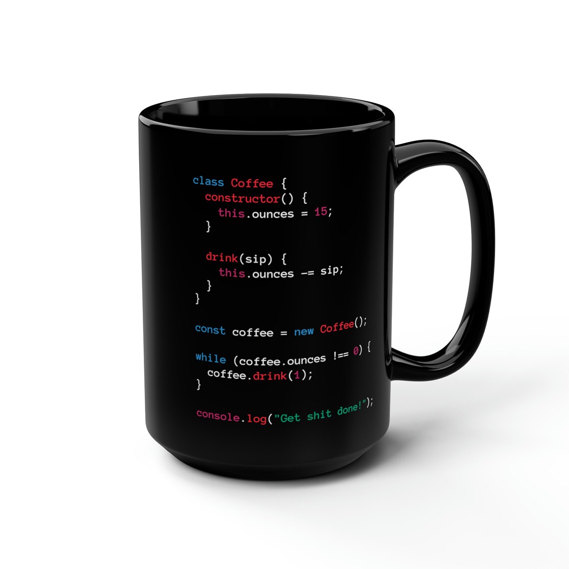 Javascript Black Coffee Mug, Web Developer Mug, Software Developer Gift ...