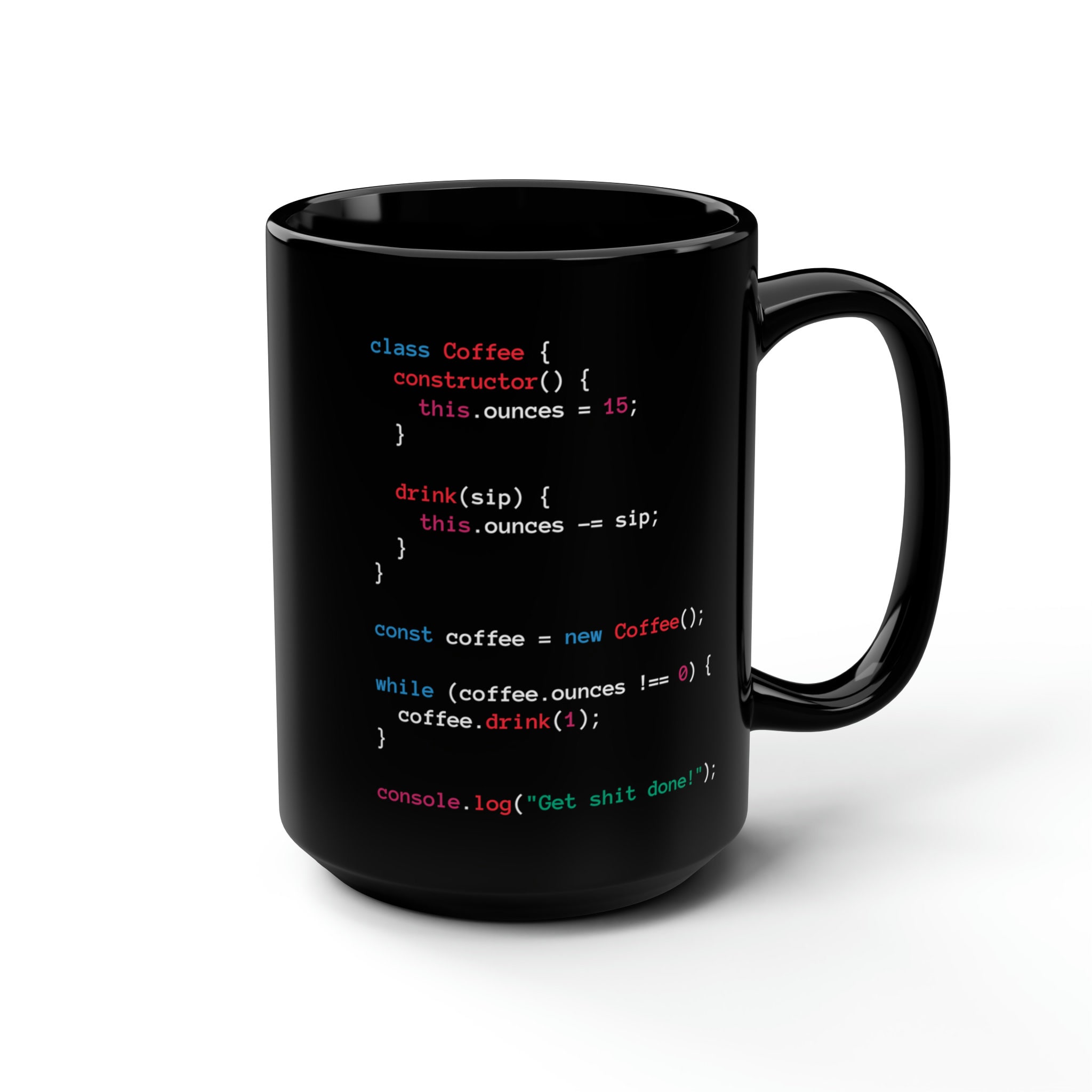 Javascript Black Coffee Mug, Web Developer Mug, Software Developer Gift ...