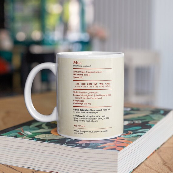 DnD Mug Stat Card Dungeons and Dragons Mug RPG Gift DM Mug Dungeon Master Gift Role Playing 5e Stat Card Mug Character Sheet Mug