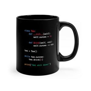 Python Tea Mug Class Coding Black Python Programming Mug - Etsy
