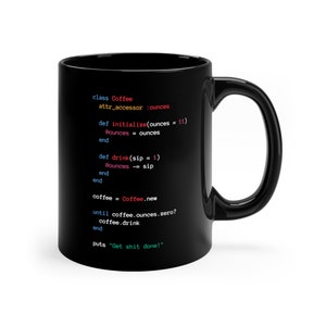 Caneca com código Ruby para programadores - Caneca de programação Ruby para presente com xícara de café preta imagem 3