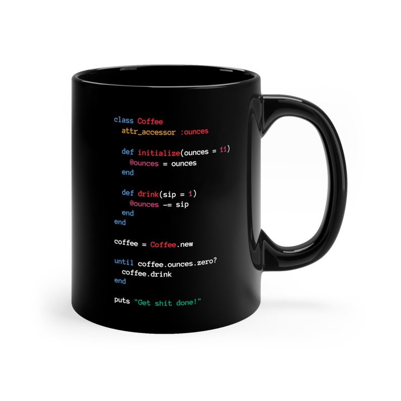 Caneca com código Ruby para programadores - Caneca de programação Ruby para presente com xícara de café preta imagem 3