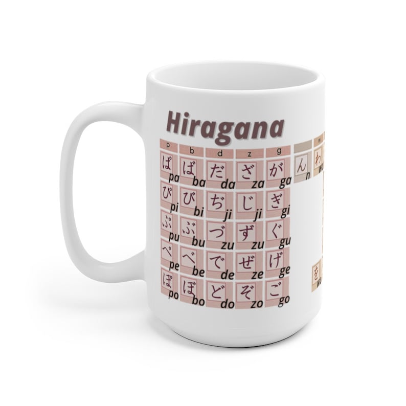Hiragana Chart Mug Learning Japanese Mug Japanese Alphabet Etsy