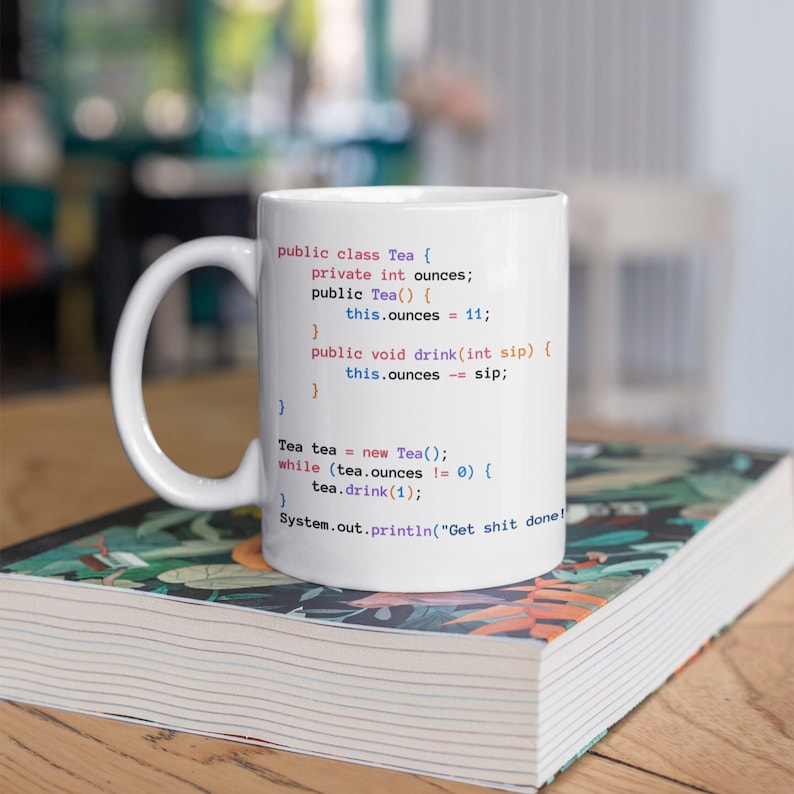 Java Tea Class White Mug - Programmer Mug image 1