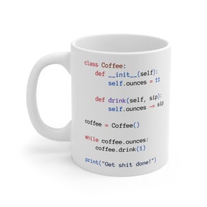 Python Coffee Class White Mug, Python Developer Gift, Programming Mug image 3
