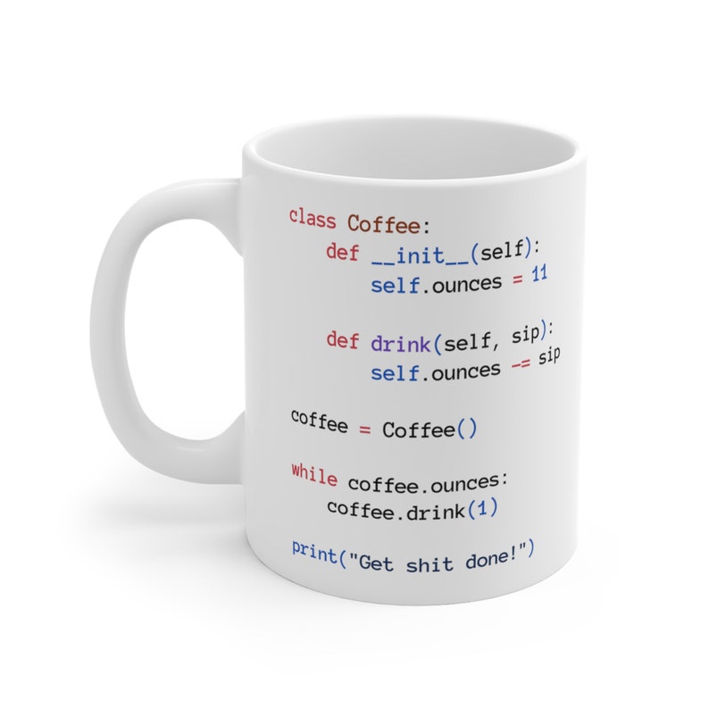 Python Coffee Class White Mug, Python Developer Gift, Programming Mug image 3