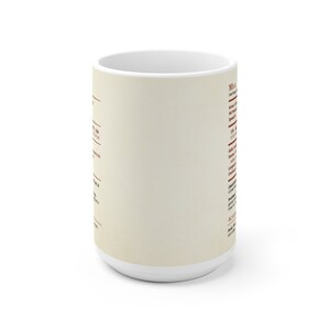 May include: White ceramic mug with a brown and red design. The mug features a list of facts about the animal, the Moose. The text includes the animal's scientific name, average weight, height, speed, and habitat.