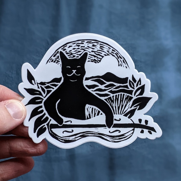 Cat + Mountain Dulcimer Sticker