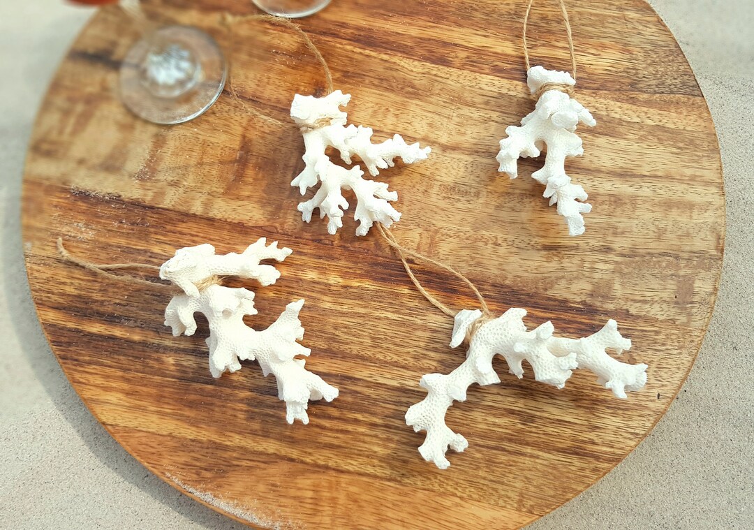 White Coral Christmas Ornaments Coastal Xmas Tree Etsy
