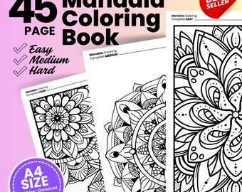 45. Mandalas para colorear, Arte de mandalas, Páginas para colorear, Descargas instantáneas, Arteterapia, Colorear relajante, Hojas para calcar, Página para colorear con patrones
