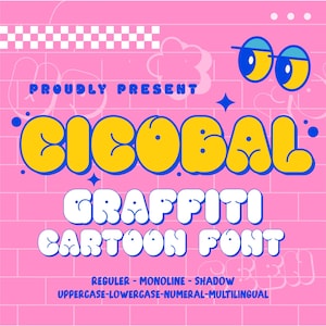 Cicobal - Graffiti-Schrift, Bubble-Schrift, Digitale Schrift, Cricut-Schrift, Straßenschrift, kommerzielle Schriftart, Canva-Schrift, Abgerundete Schrift, Groovy-Schrift, Y2k