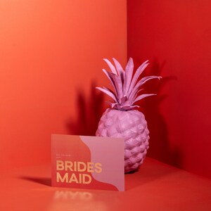 Carte-cadeau de fête nuptiale rose et feuille d'or de demoiselle d'honneur pour votre tribu de mariée ou un gang de filles - téléchargements numériques instantanés