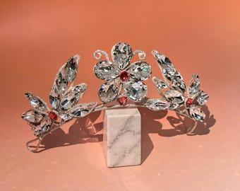 Corona de cristal personalizada hecha a mano, tiara de boda de princesa personalizada, el mejor regalo para ella, tiara nupcial de cristal para bodas