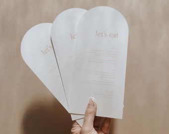 DL Arch Menus, Custom Wedding Menus, Arched Menus, Personalised Menus