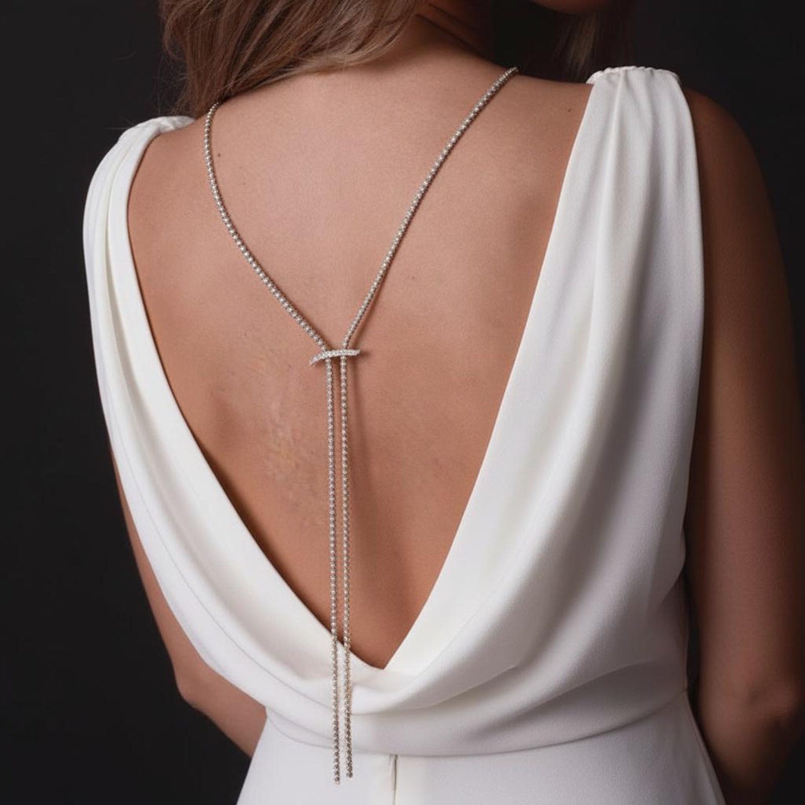 Crystal Tassel Back Necklace