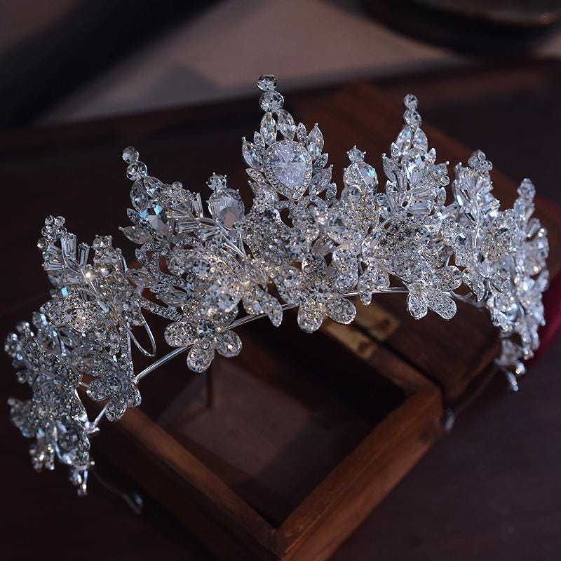 Tiaras And Crowns Stars Princess Queen Diadems Bride Wedding Hair Accessories Star Princess Wedding Crown, Pearls Bridal Tiara, Silver  main image 2