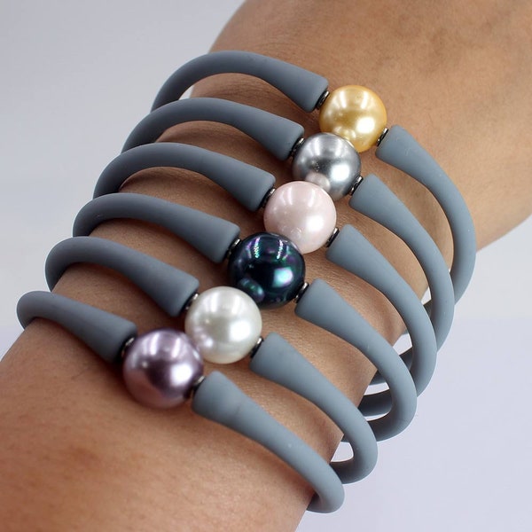 Silicone Bracelet With a Pearl Etsy