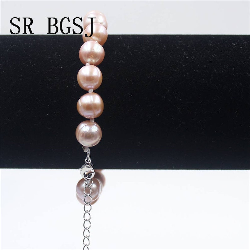 Handmade 6-7mm,7-8mm,8-9mm,9-10mm Natural Nearly Round Purple Freshwater Pearl Knot Jewelry Necklace Braclet Earrings Set