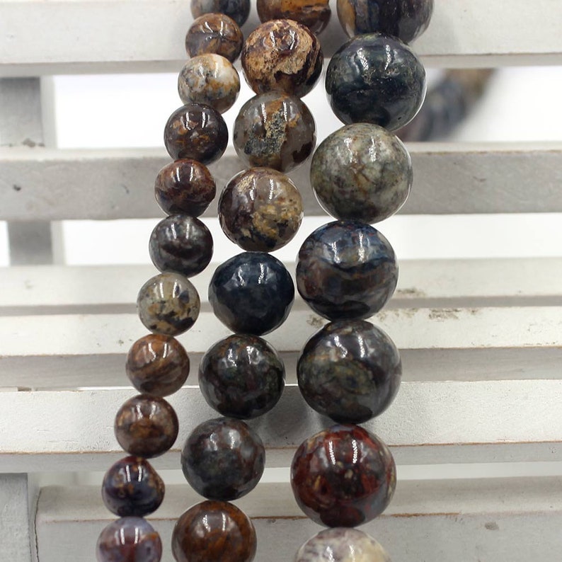 Natural 6 8 10 12mm Round Pietersite Jasper Gemstone Jewelry Making DIY Loose Beads Strand 15