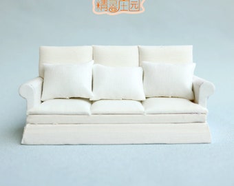 1//12 Scale Dollhouse Furniture Leather Long Sofa Couch Miniature Room Decor