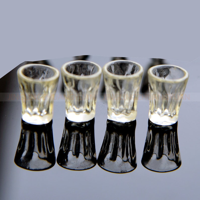 2 Miniature Drinking Glasses Blue Cups Glasses 1:12 Dollhouse Kitchen Beverages