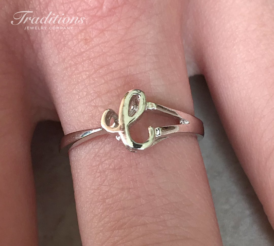 Sterling Silver Initial C Ring - Monogram C Ring - Custom Ring ...