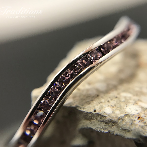 Sterling Silver Alexandrite Swarovski June Birthstone Stackable Wave Ring - stacking ring - wedding band - handmade engagement ring