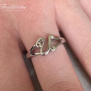 Anillo U inicial de plata esterlina - Anillo U de monograma - Anillo personalizado - Anillo de letras personalizado - Joyería inicial mínima - Anillos iniciales delicados