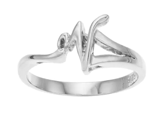 Personalized Gift Idea for A Couple * V Initial Ring * Sterling Silver & Gold Ring * Name Initial Ring * Letter V Ring* Initial Jewelry