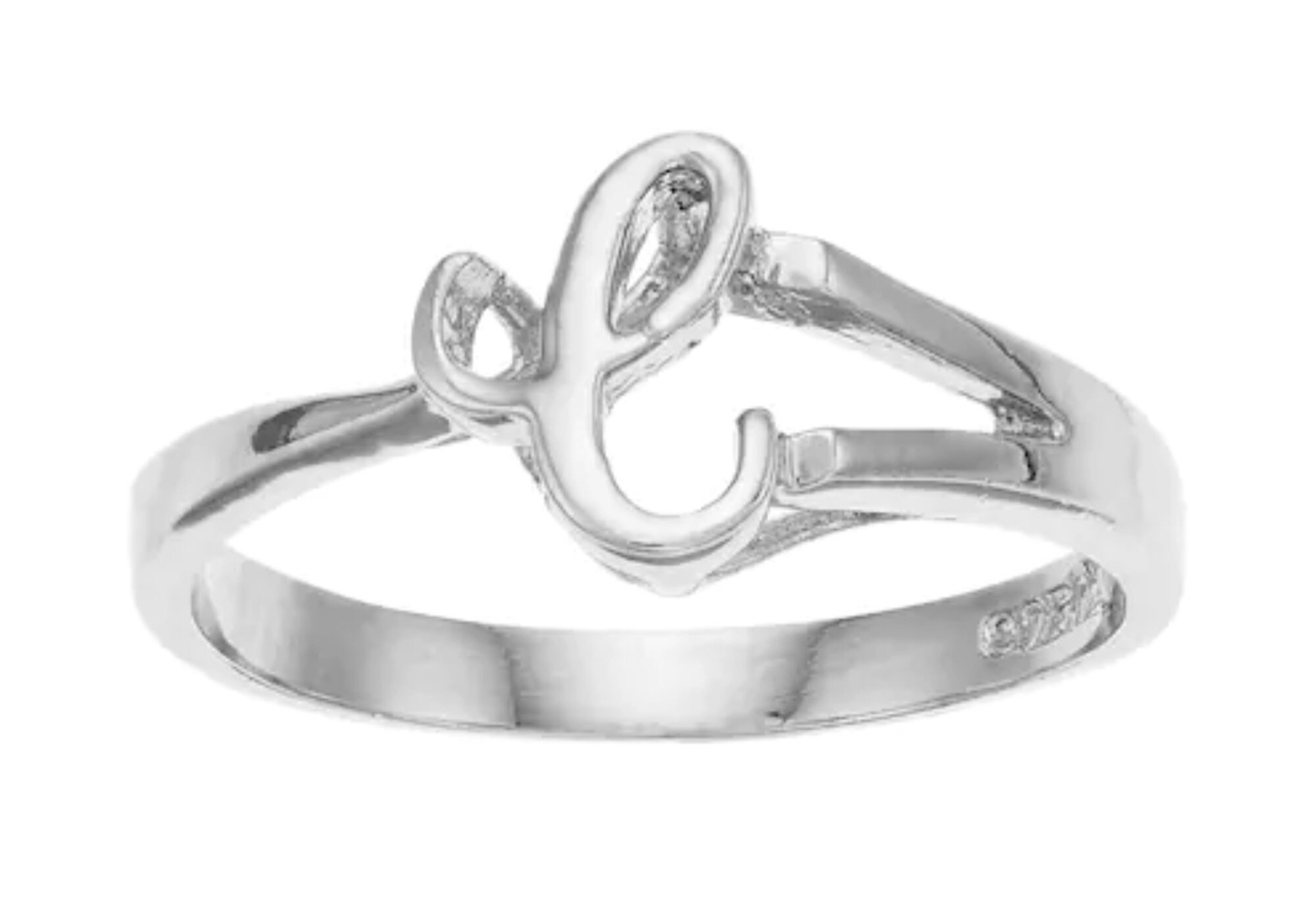 Sterling Silver Initial C Ring - Monogram C Ring - Custom