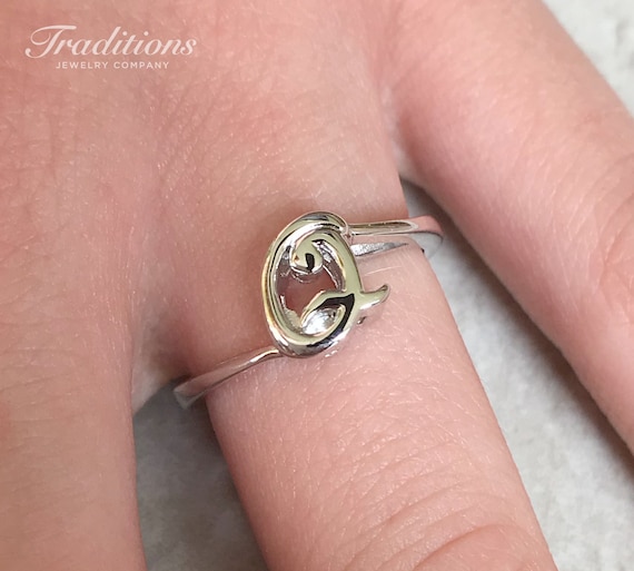 Sterling Silver Initial Q Ring Monogram Q Ring Custom Ring Etsy