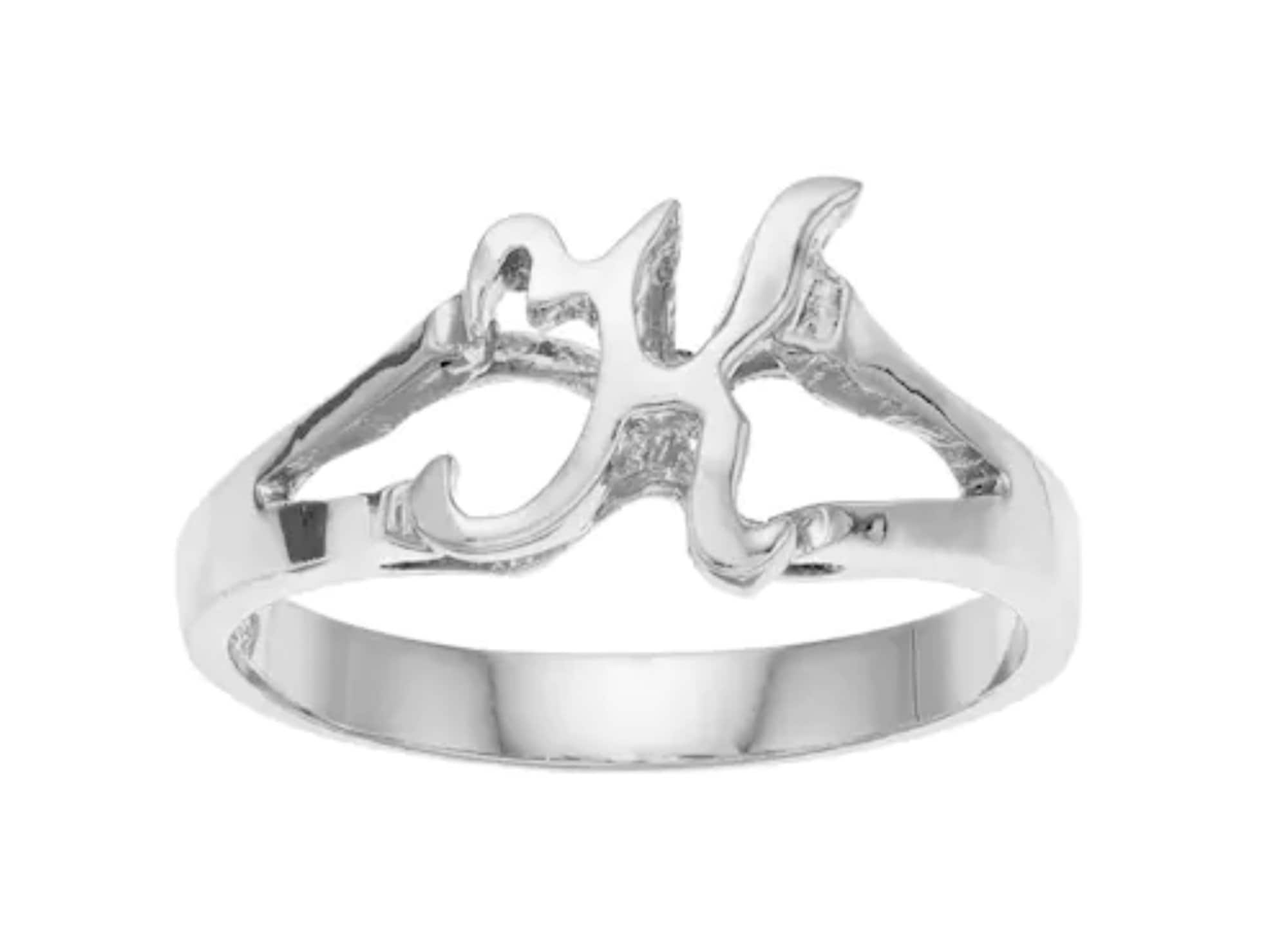 Sterling Silver Initial K Ring Monogram K ring Custom Ring Etsy