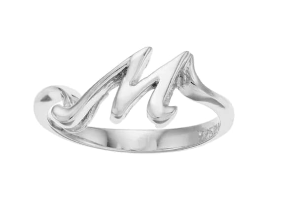 Sterling Silver Initial M Ring - Monogram M Ring - Custom Ring 