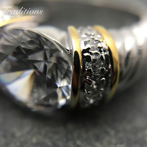 Platinum and Gold Plated Sterling Silver Ring Set with Flawless White Cubic Zirconias - Engagement Ring