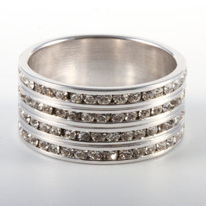 Traditions .31in wide 4 row Sterling Silver Swarovski Crystal Eternity Ring - wedding band - handmade engagement ring