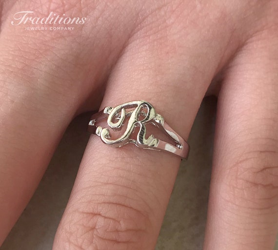 Reserved for Sophia...Love R ring...adjustable personalized hand twisted  wire heart and initial ring in sterling silver..wedding | Initial ring,  Stylish alphabets, Diamond initial necklace