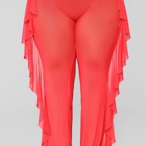 Plus Size mesh cover up broek rood