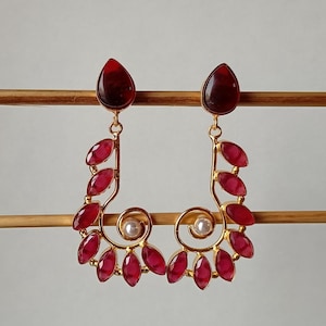 Gold Garnet Earrings, Natural Garnet, January Birthstone, Gold Solitaire Earrings, Red Diamond Earrings, Garnet Earrings, Vermeil Earrings