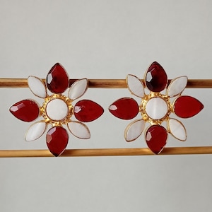 Red Garnet Earring, 18k Gold Plated Earring, Handmade Earring, Antique Earring, Red Garnet Gemstone, Gifts For Mother, Jewelry For Her