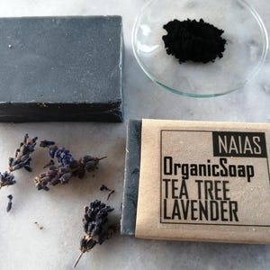 Handcrafted Activated Charcoal Soap: Lavender Tea Tree, Organic Bar Soap