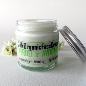 Organic face cream, Natural facial moisturizer, Day and night face cream Anti-wrinkle for sensitive skin with Avocado Oil & Neroli Water