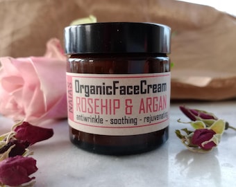 Crema facial orgánica: Rosa mosqueta y argán, hidratante antiedad