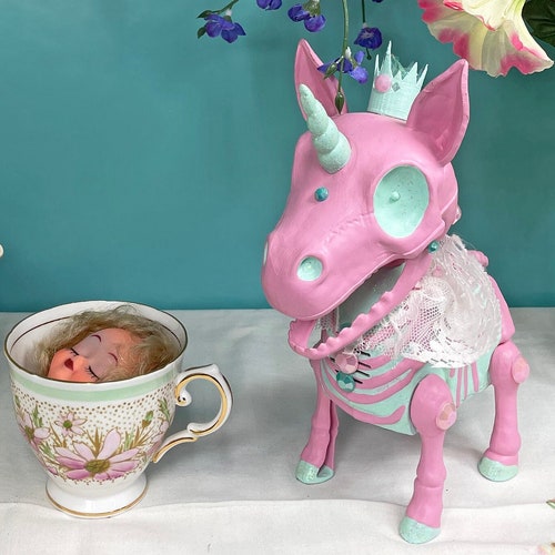 Dead Princess Unicorn Skeleton Halloween Decoration / Mystical Magical Fantasy Horse