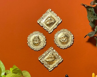 Lip Sculpture Wall Art Gold Decor / Eclectic Mouth Art Funky Eccentric Decor / Wall Hanging Lips