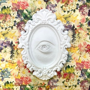 Großes Auge Skulptur Kunst / Witchy White Goth Decor / Seltsames / Okkultes Halloween / Memento Mori / Kuriosität