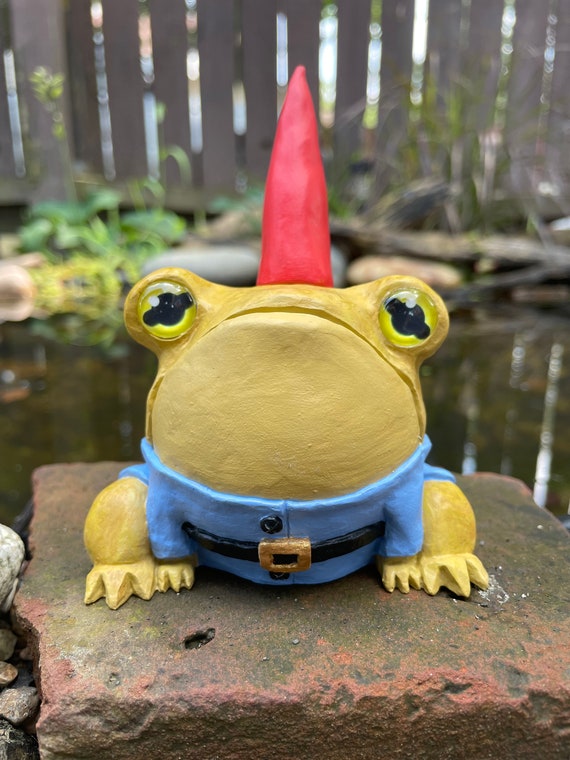 Gnome Toad Figurine, Frog Lover Gift, Amphibian Friend Collectible