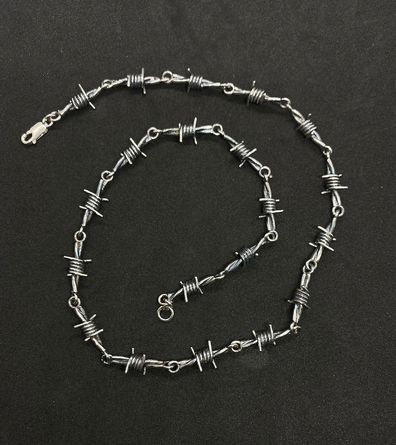 Collar de alambre de púas de plata para hombres, mujeres, niños y niñas. imagen 2